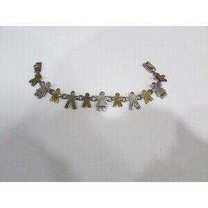 Mexican Vintage Sterling Silver 925 Hand Stamped Linked Bracelet of People